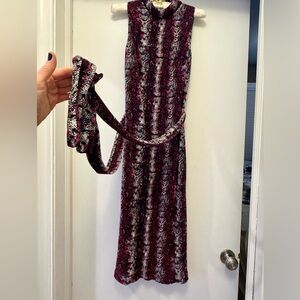 Rachel Roy Sleeveless Pleated Snake Print Dress